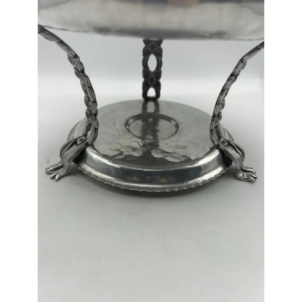 Pyrex Food Warmer Chafing Hammered Aluminum Rodney Kent 1950s MCM Tulip.